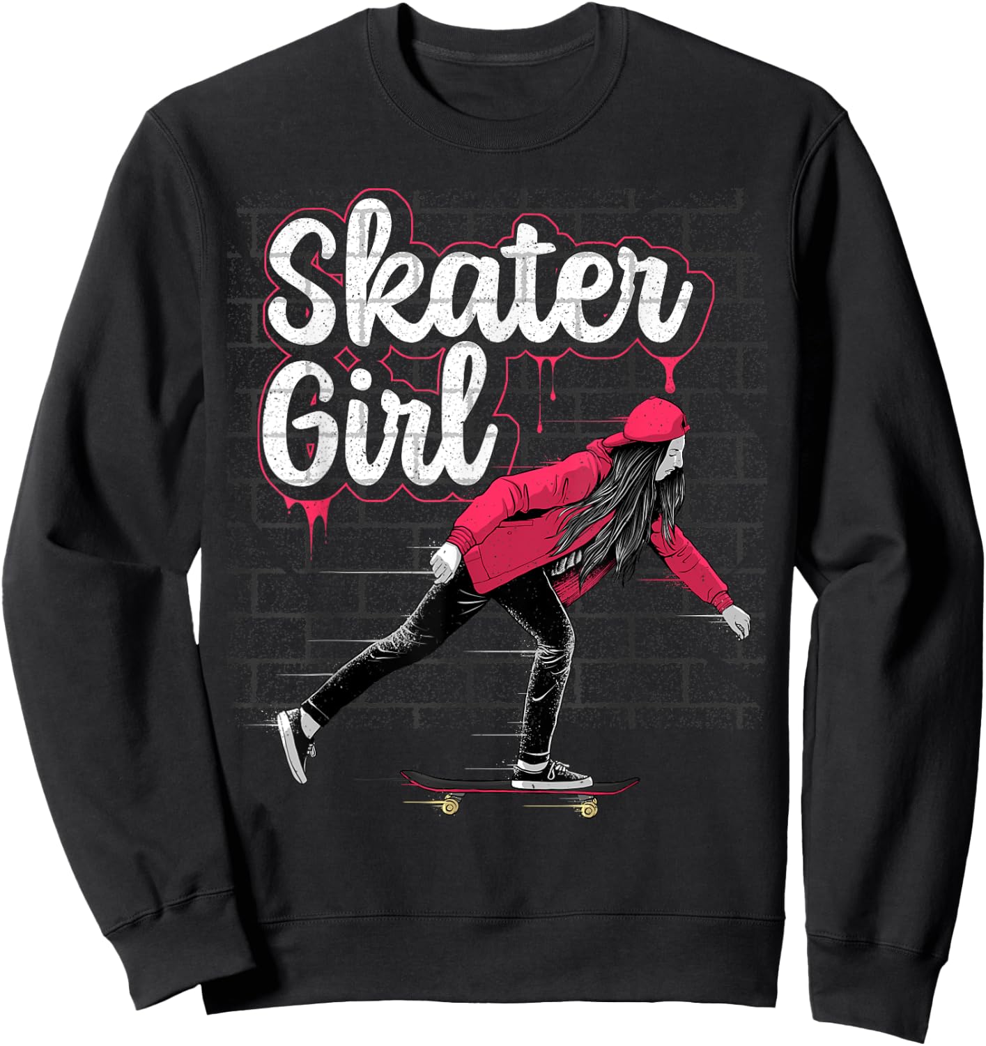 Cool Skateboard Art For Teen Girls Kids Skateboarding Skater Sweatshirt - Sweatshirt | Black