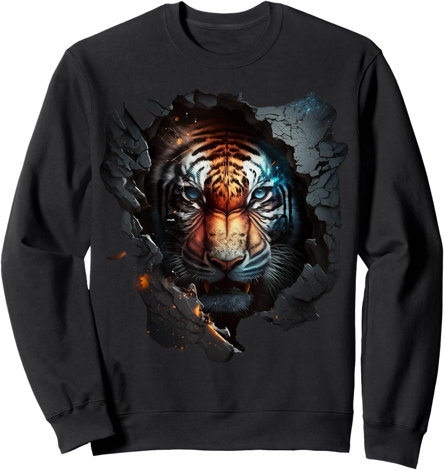 Tiger animals art animal motif zoo print tiger Sweatshirt - Sweatshirt | Black