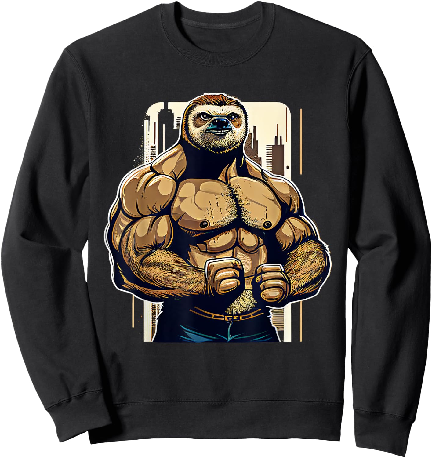 Bodybuilder Sloth Funny Bodybuilding Sloth Fitness Gym Sweatshirt - Sweatshirt | Black