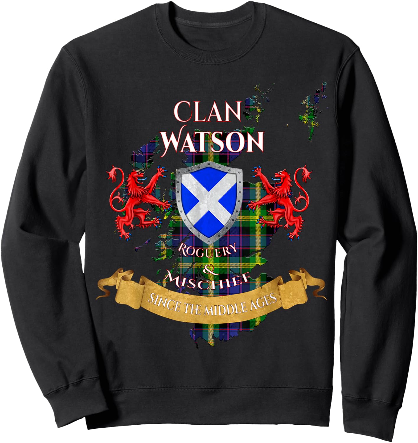 Watson Scottish Family Clan Middle Ages Mischief Sweatshirt - Sweatshirt | Black