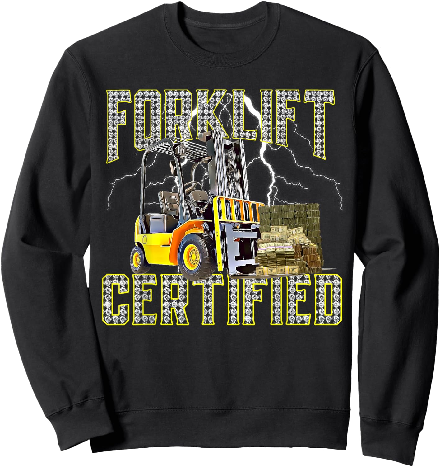 Retro Style Funny Forklift Operator Forklift Certified Sweatshirt - Sweatshirt | Black