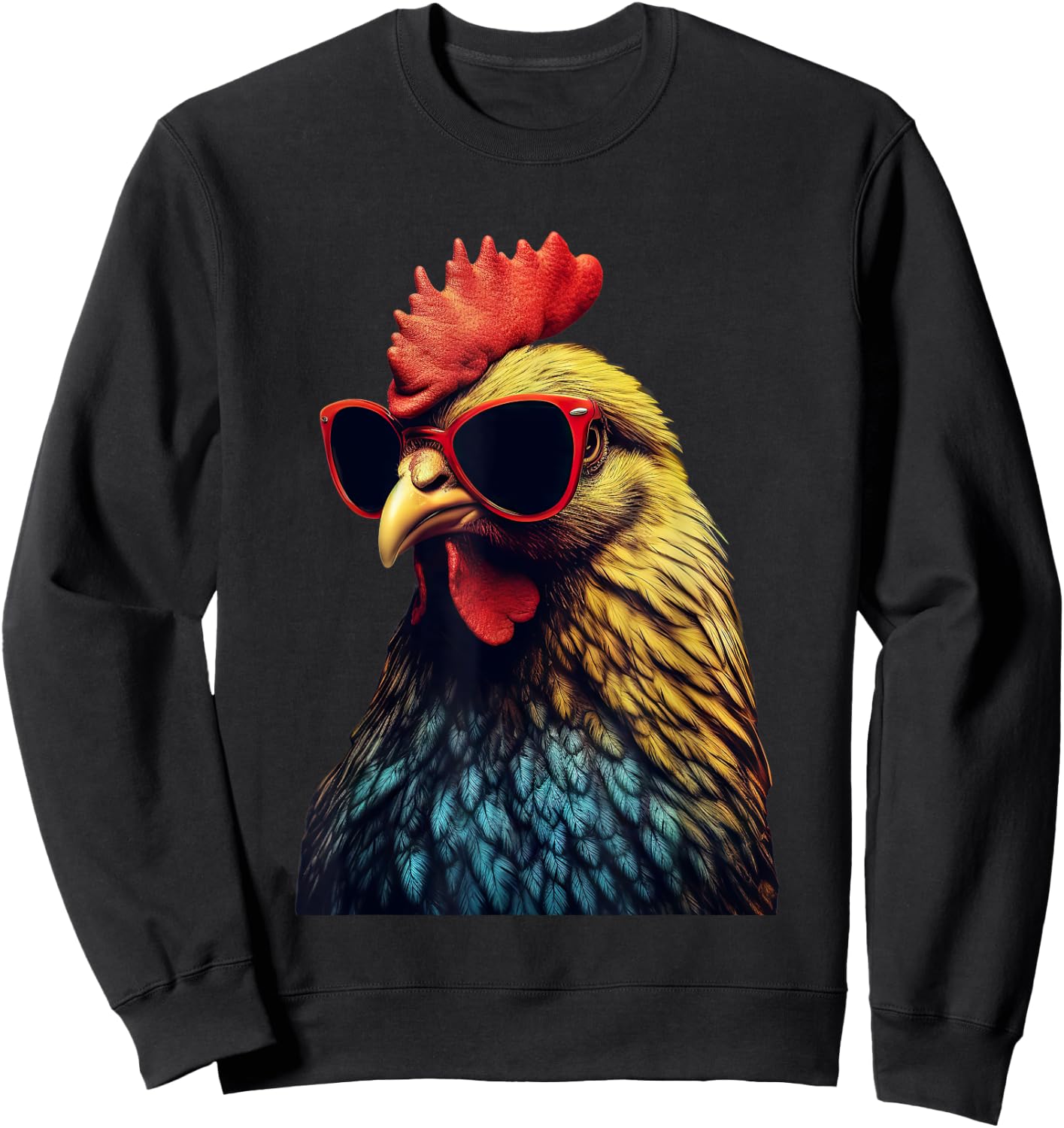 Funny Farm Cicken Animals gift Retro Vintage Chicken Cool Rooster Wearing Sunglasses -Kids Sweatshirt - Sweatshirt | Black