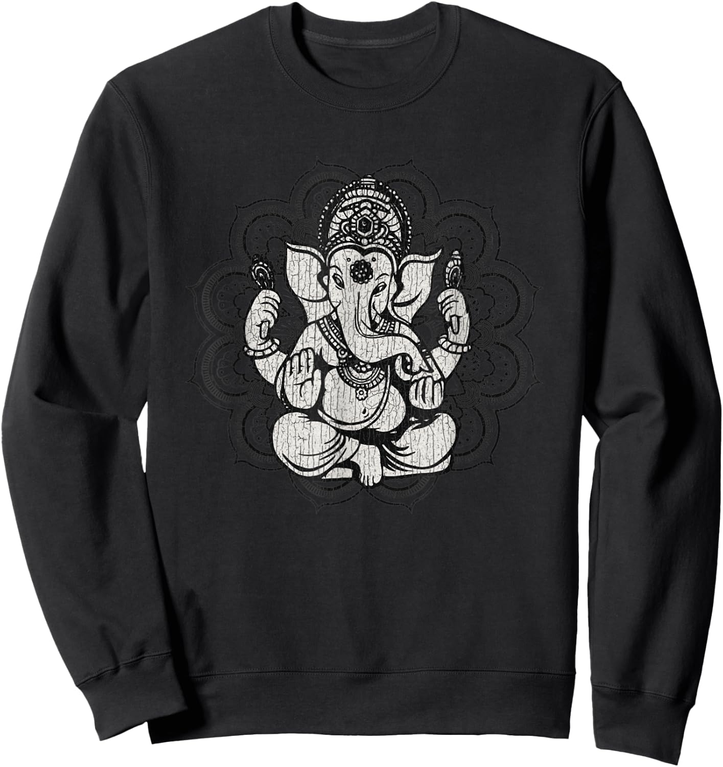 Vintage Ganesha Mandala Hindu God Hinduism Yoga Spiritual Sweatshirt - Sweatshirt | Black