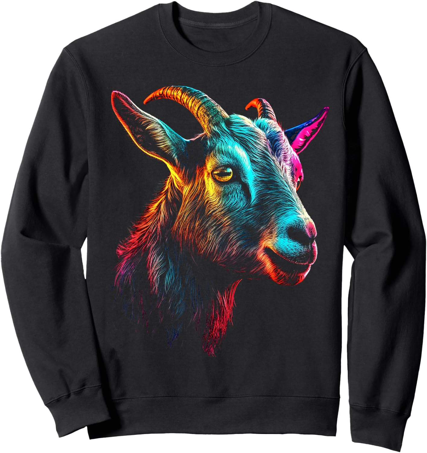 Goat Colorful Artwork | Animal Motif Goat Sweatshirt - Sweatshirt | Black