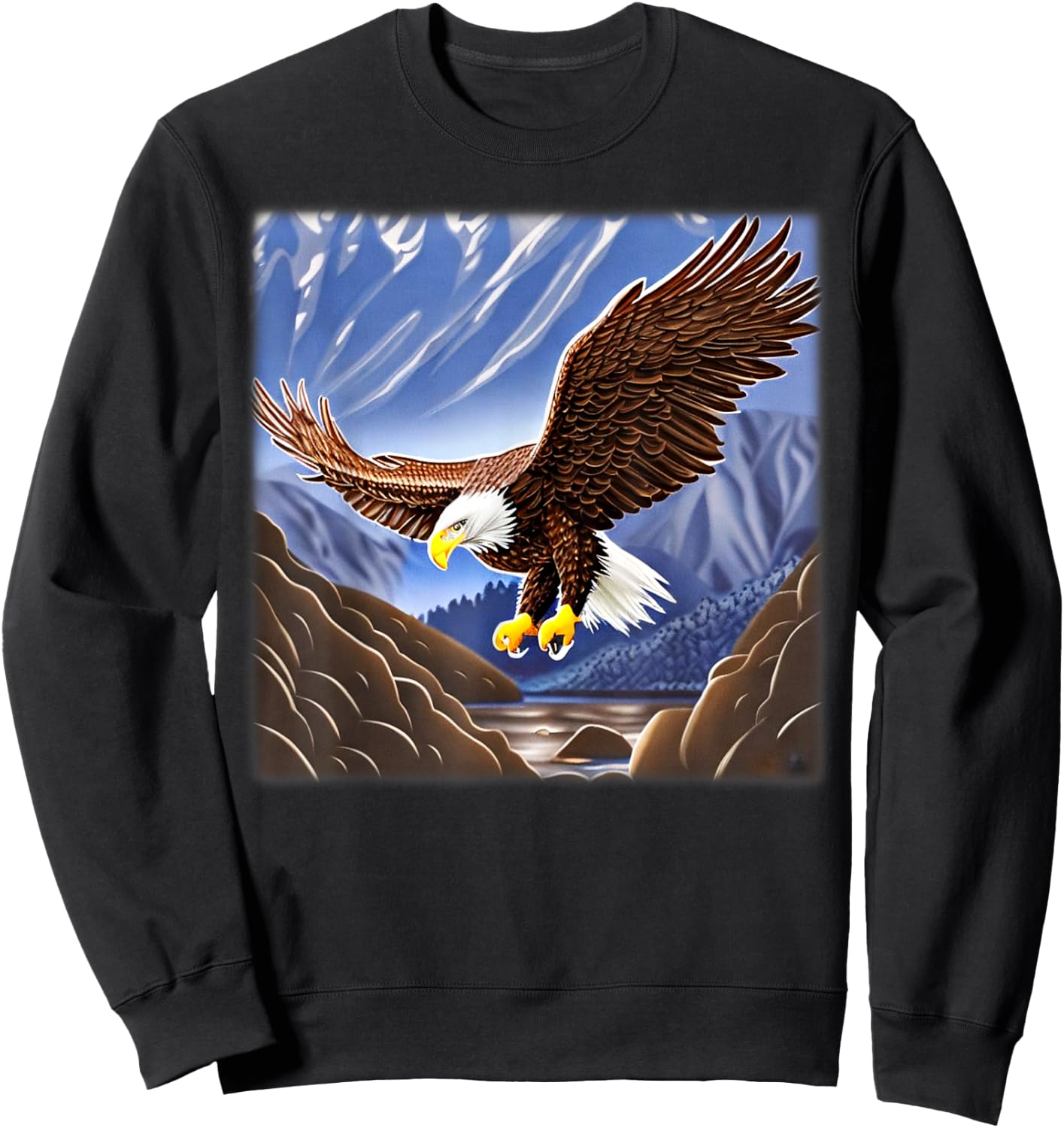 Bald Eagle imprint american bird animal head art motif Sweatshirt - Sweatshirt | Black