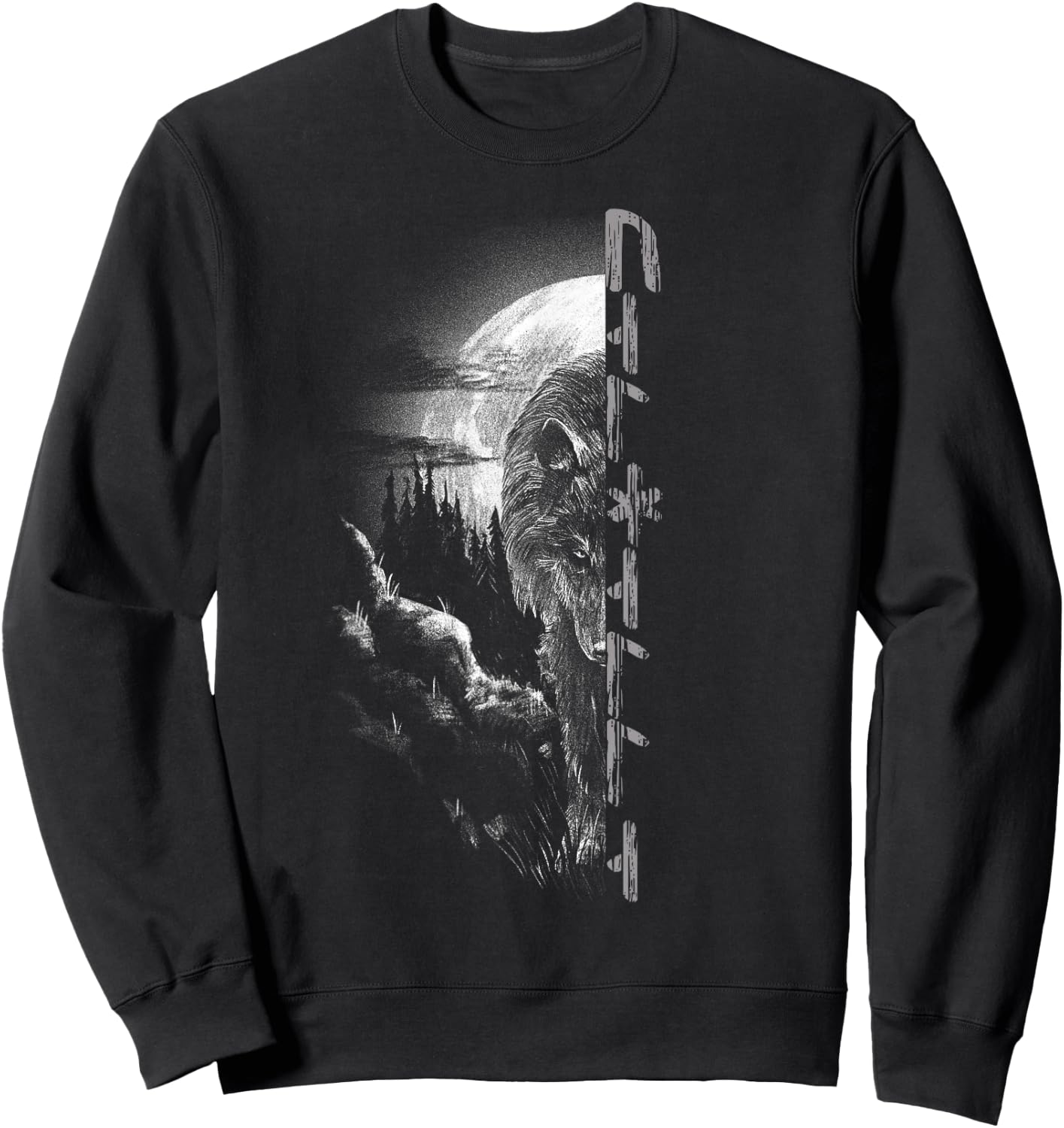 Wolf Fenris Wolf Fenrir Viking Valhalla Runes Germanic Sweatshirt - Sweatshirt | Black