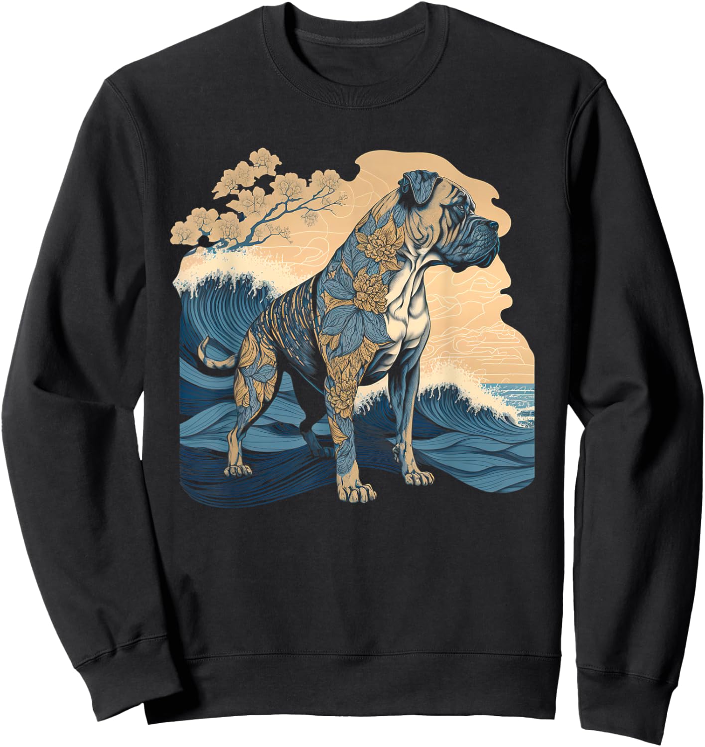 Surrealism Japanese Painting Presa Canario dog Women Kids Sweatshirt - Sweatshirt | Black