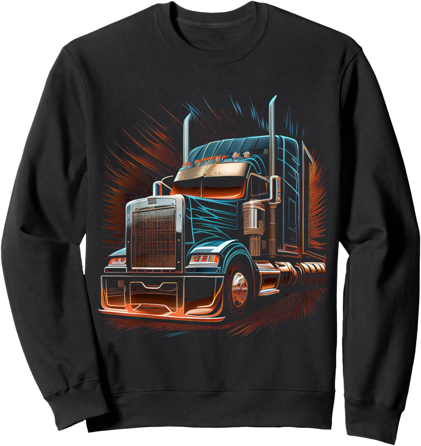 Truck Driver 18 Wheel Trucker Sweatshirt - Sweatshirt | Black