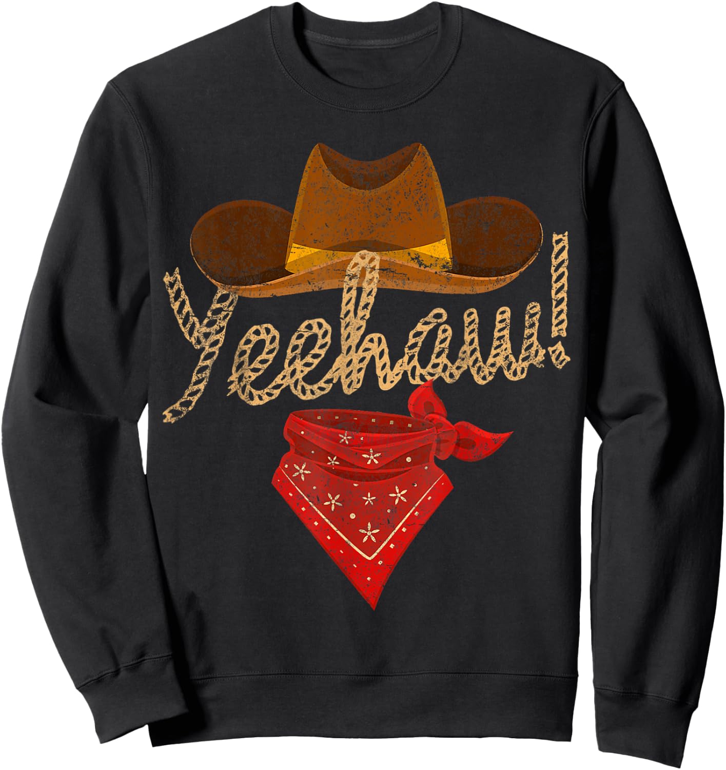 Yeehaw Cowboy Cowgirl Western Country Howdy Southern Yee Haw Sweatshirt - Sweatshirt | Black