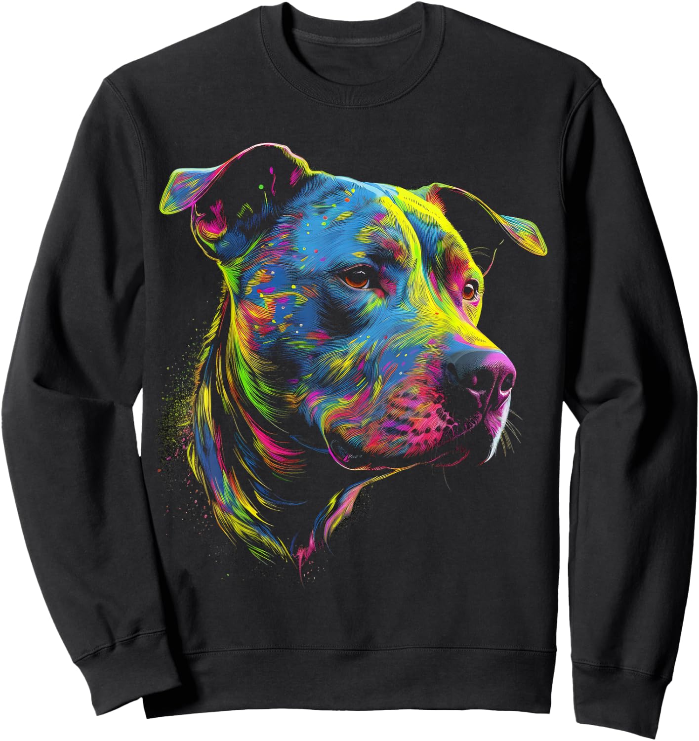 Pit Bull Mom Dog Lover Colorful Artistic Pitbull Owner Women Sweatshirt - Sweatshirt | Black