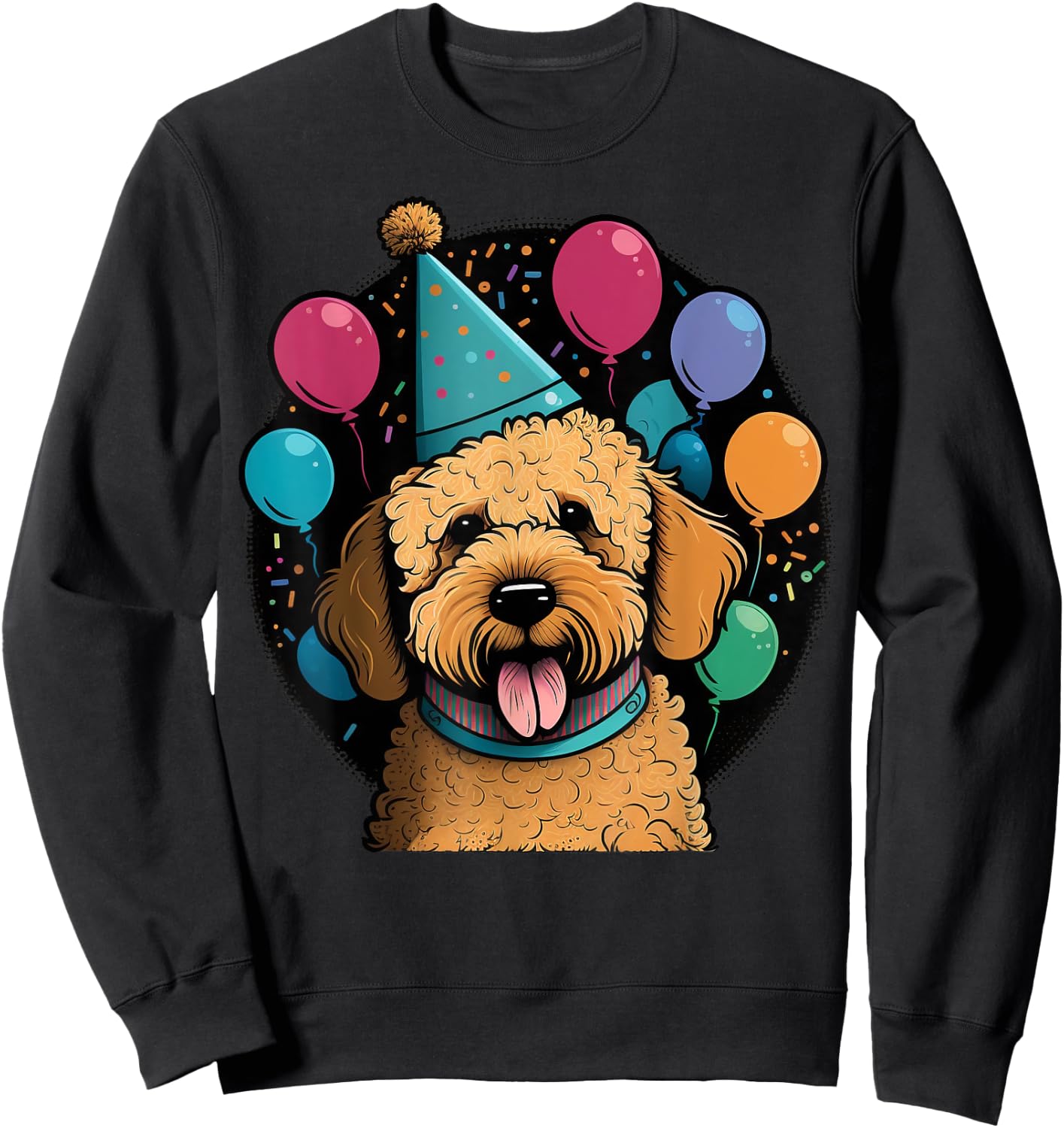 Celebration Goldendoodle Birthday Party Golden Doodle Sweatshirt - Sweatshirt | Black