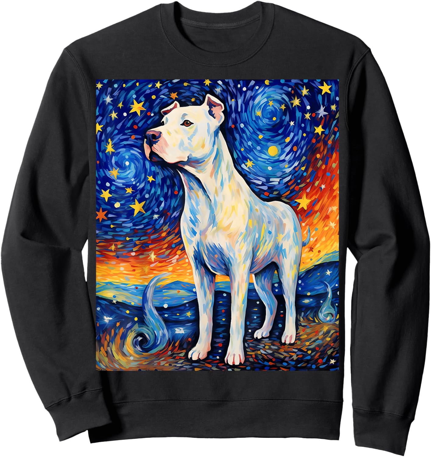 Surreal Starry Night Dogo Argentino Dog Sweatshirt - Sweatshirt | Black
