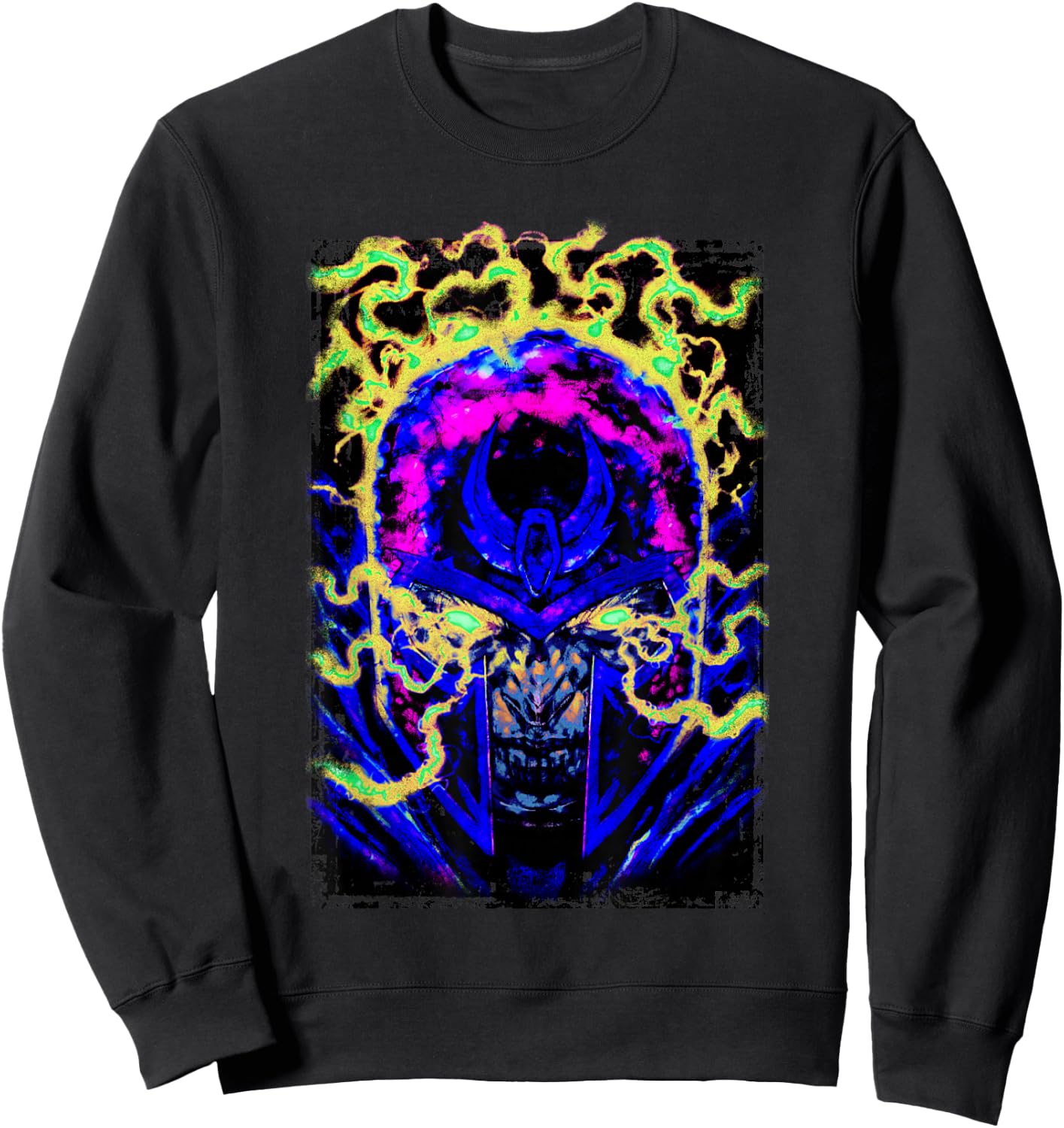 Marvel X-Men Magneto Intense Looking Evil Neon Portrait Sweatshirt - Sweatshirt | Black
