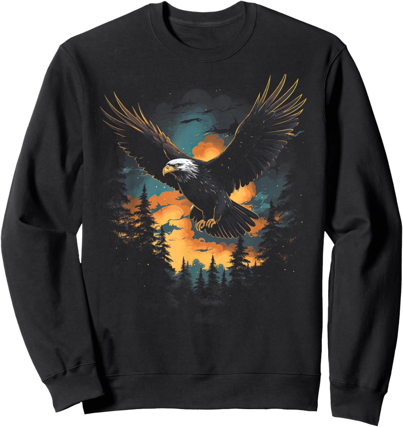 Eagle Forest Animal Wildlife Sweatshirt - Sweatshirt | Black