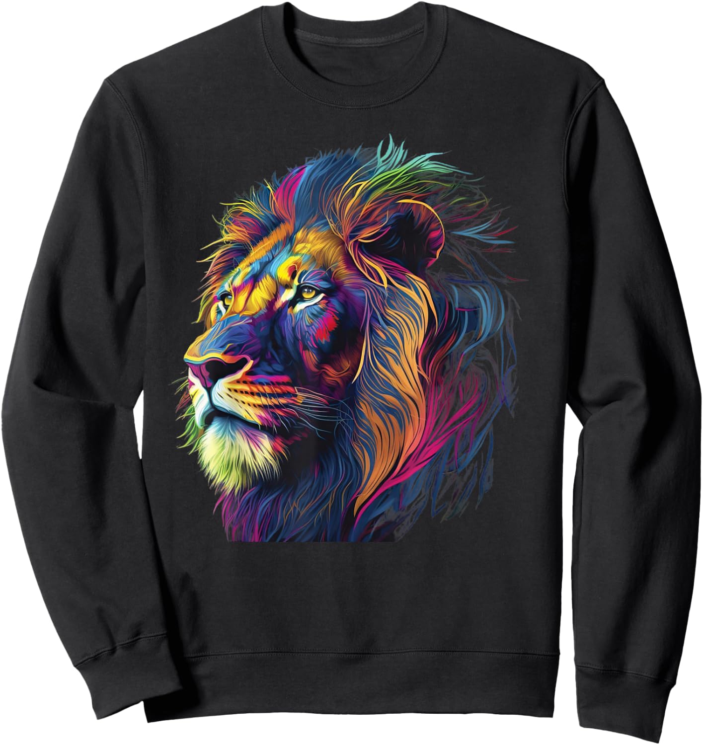 colorful lion head pop art for lover lions King of Animals Sweatshirt - Sweatshirt | Black