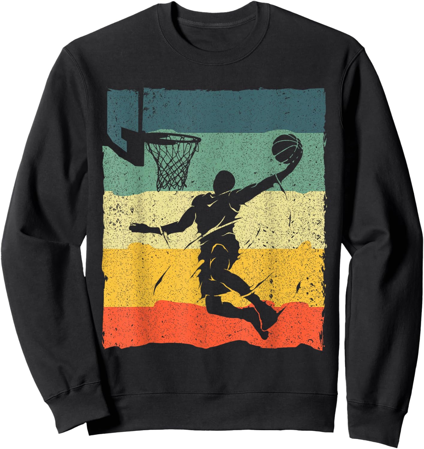 Cool Basketball Art Women Vintage Basketball Player Small Sweatshirt - Sweatshirt | Black