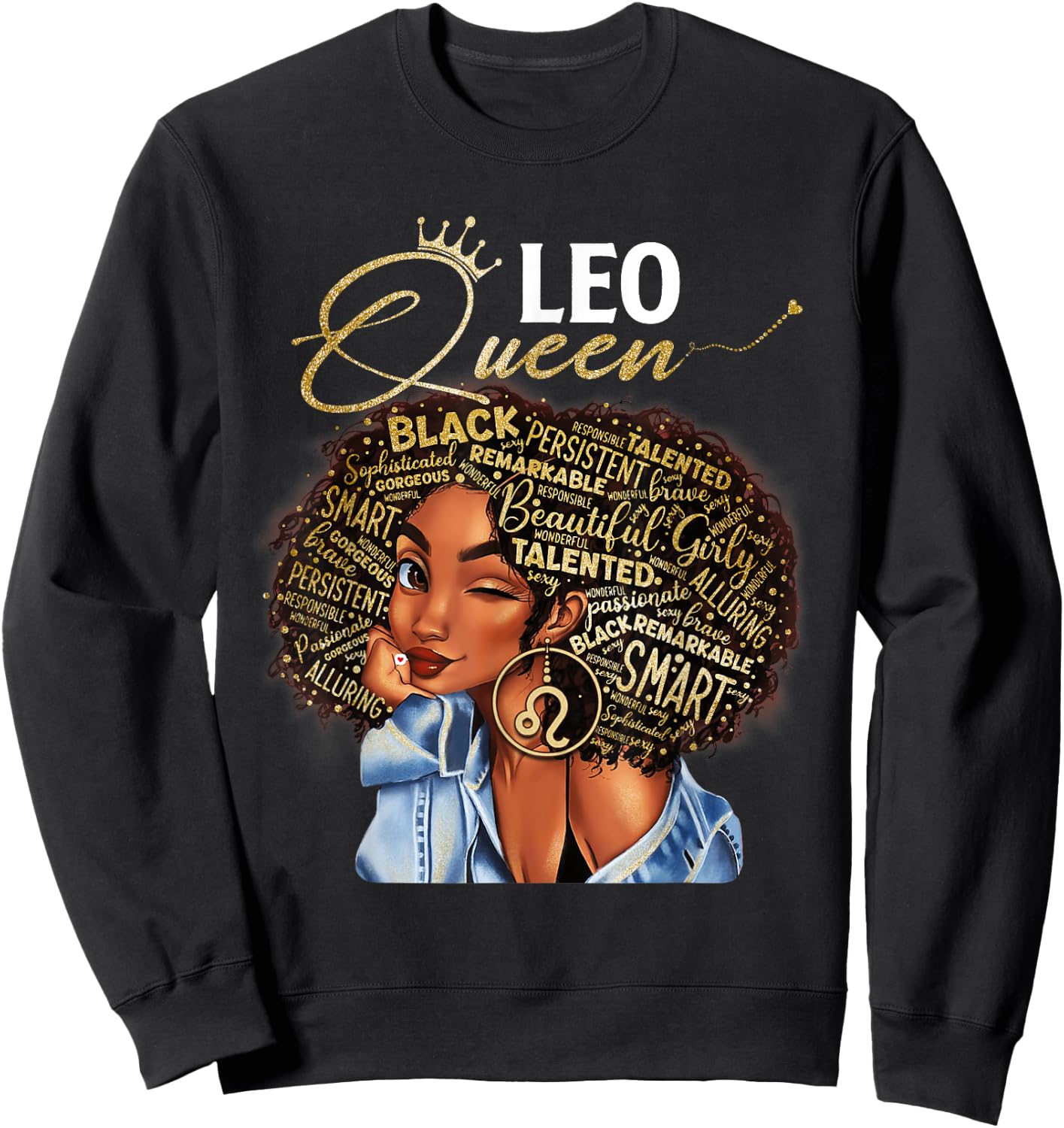Leo Queen Sweet As Candy Birthday Gift Black Women Sweatshirt - Sweatshirt | Black