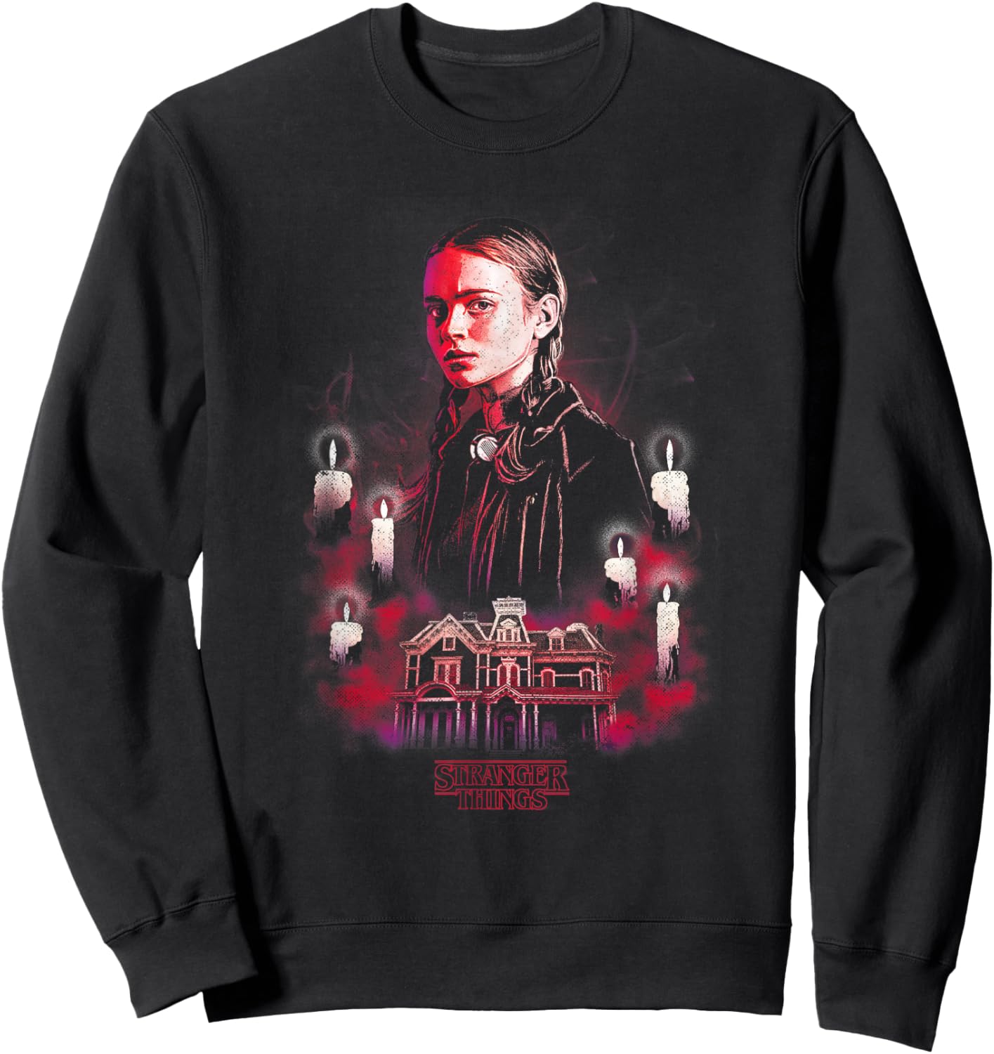 Stranger Things Max Portrait Creel House Horror Poster Sweatshirt - Sweatshirt | Black