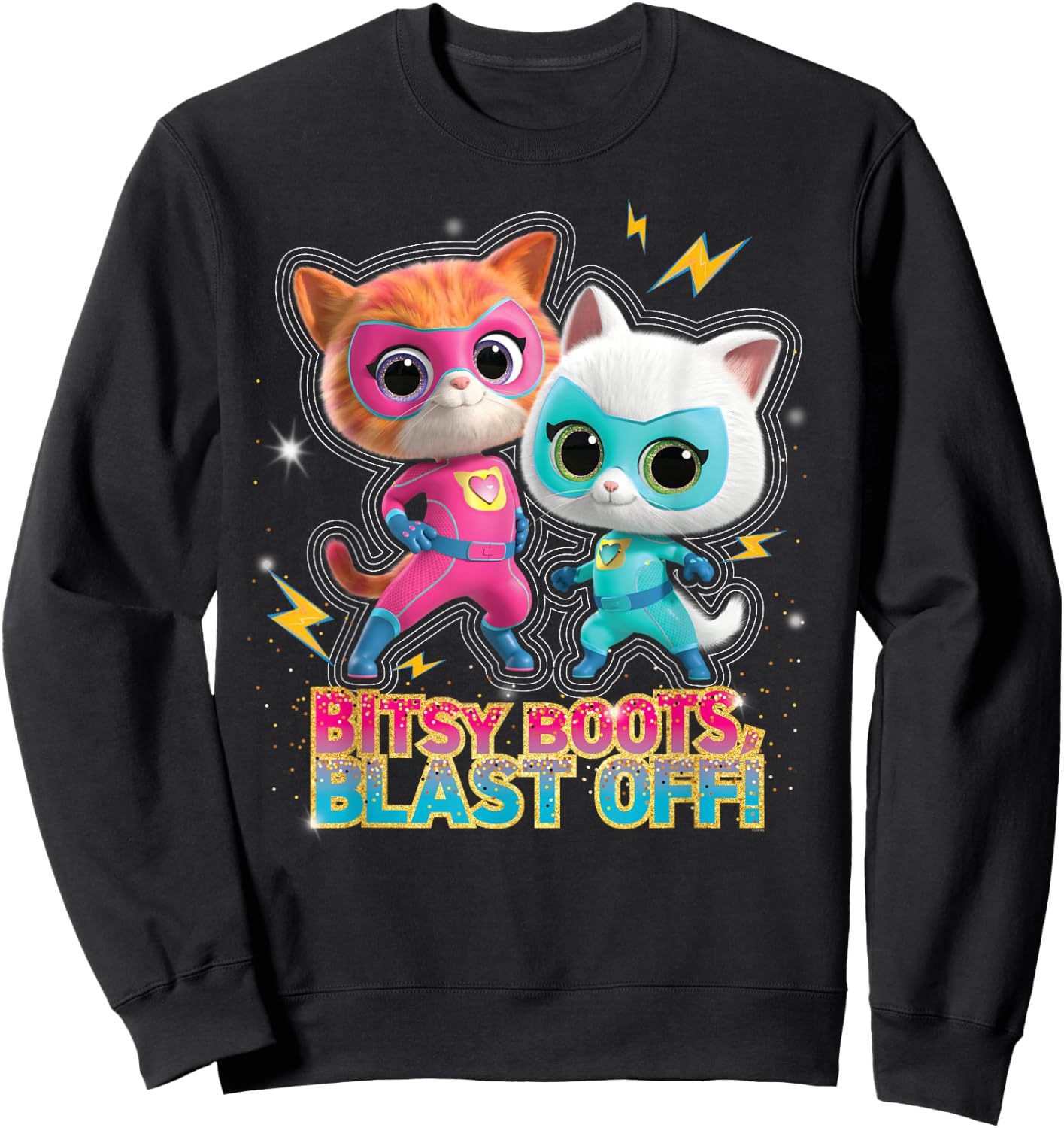 Disney Junior SuperKitties Ginny and Bitsy Boots Blast Off! Small Sweatshirt - Sweatshirt | Black