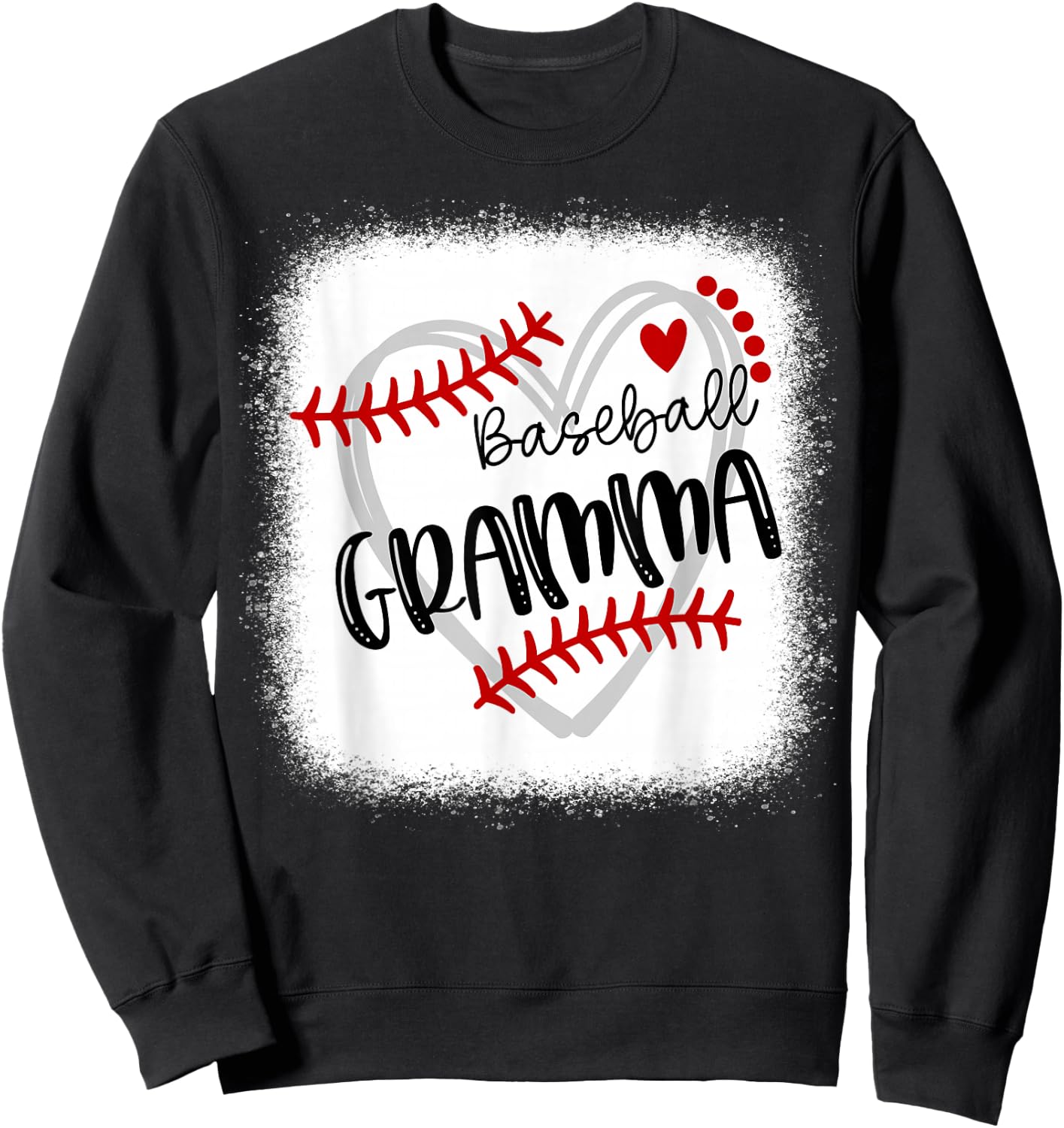 Personalized Baseball Heart Cute Gramma Women Baseball Sweatshirt - Sweatshirt | Black