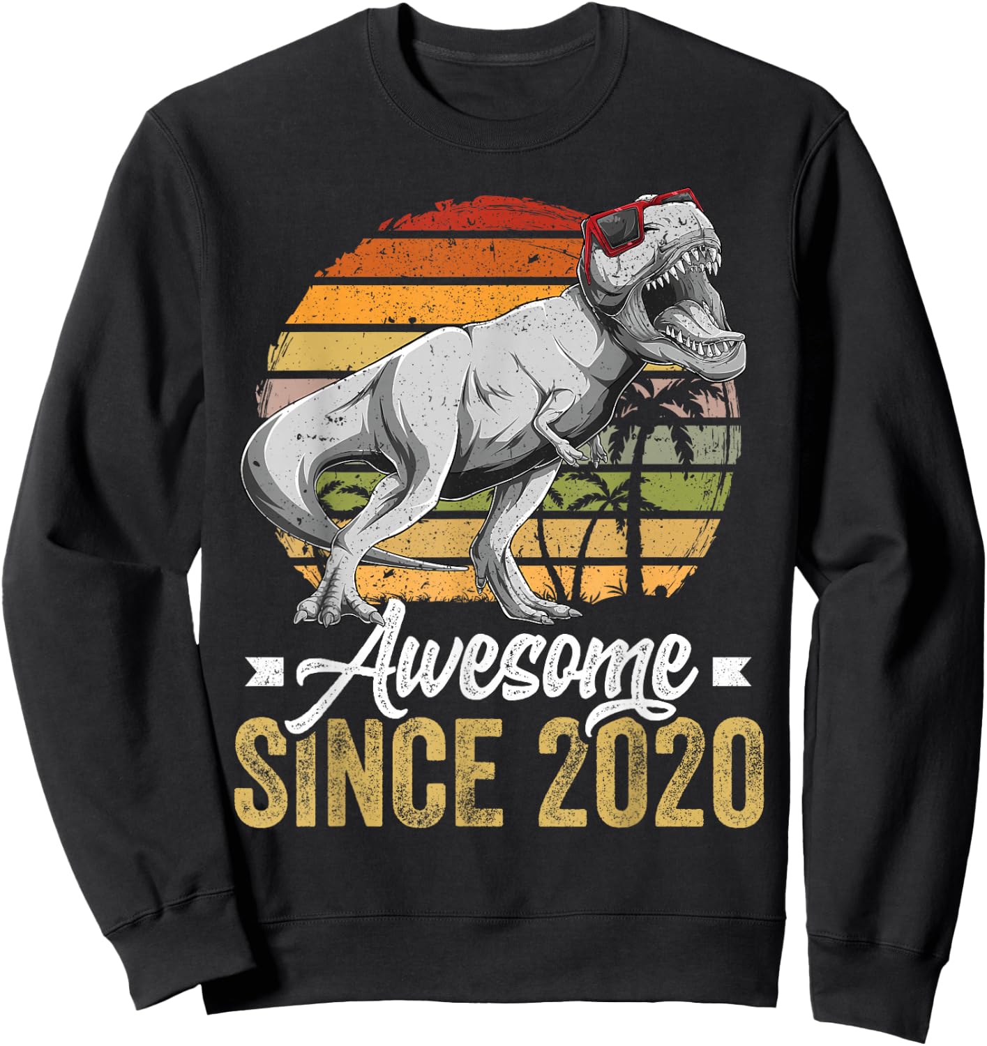 Awesome Since 2020 5 Years Old 5th Birthday Trex Dinosaur Sweatshirt - Sweatshirt | Black