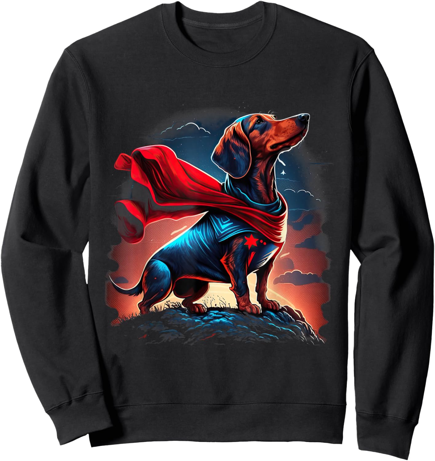 Super Power Superhero Dachshund Dog Sweatshirt - Sweatshirt | Black
