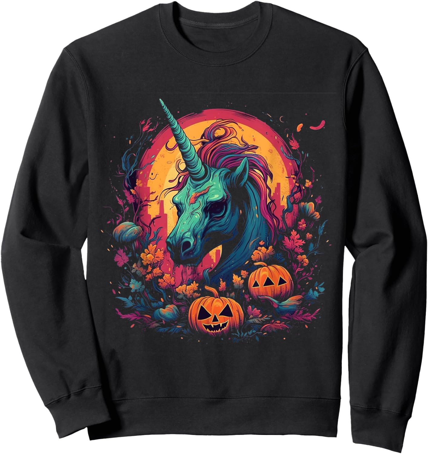Zombie Unicorn Halloween Costume Magical Women Girls Sweatshirt - Sweatshirt | Black