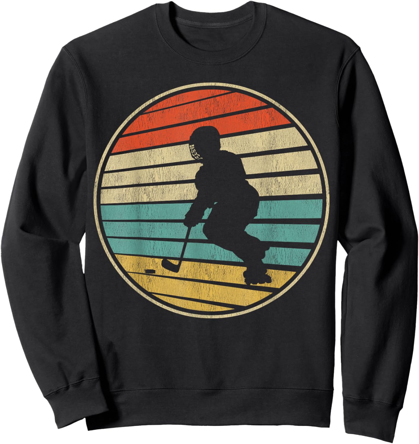 Roller Hockey Retro Vintage 70s 80s Rink Hockey Lovers Sweatshirt - Sweatshirt | Black