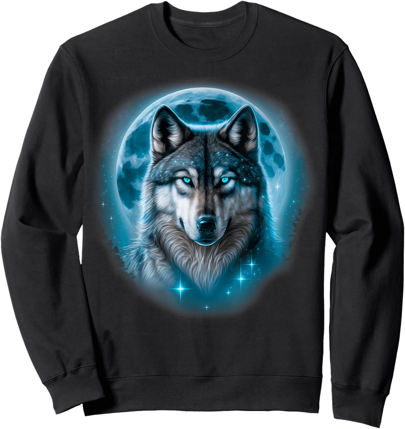 Wolf Moonlight Forest Sky Full Of Stars Wolf Lovers Sweatshirt - Sweatshirt | Black