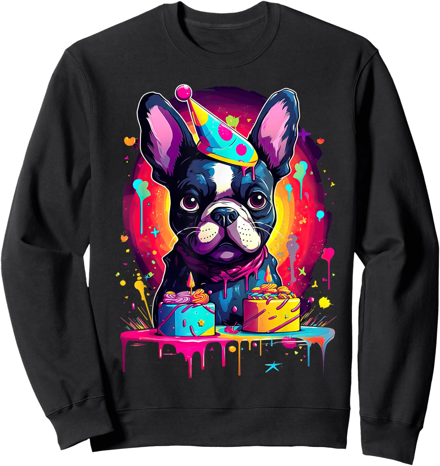 French Bulldog Dog Birthday Party Themed Women Sweatshirt - Sweatshirt | Black