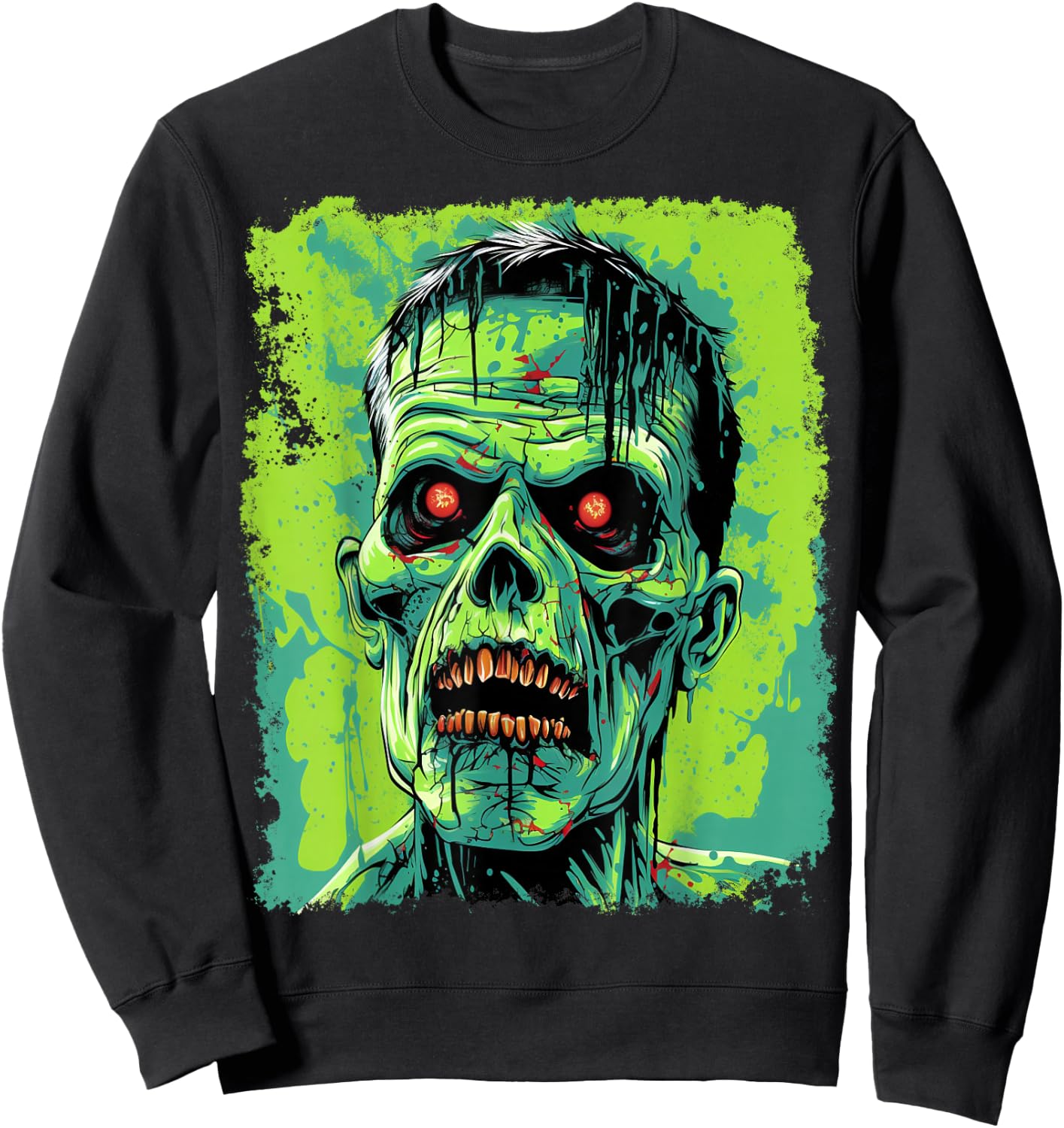 Green Zombie Undead Pop Art Sweatshirt - Sweatshirt | Black