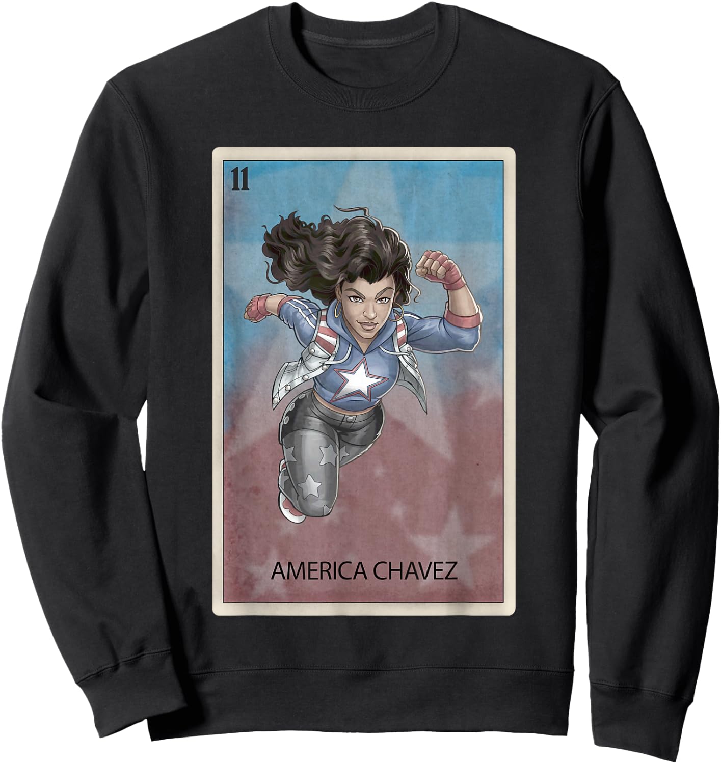 Marvel Comics Retro Classic America Chavez Playing Card Sweatshirt - Sweatshirt | Black