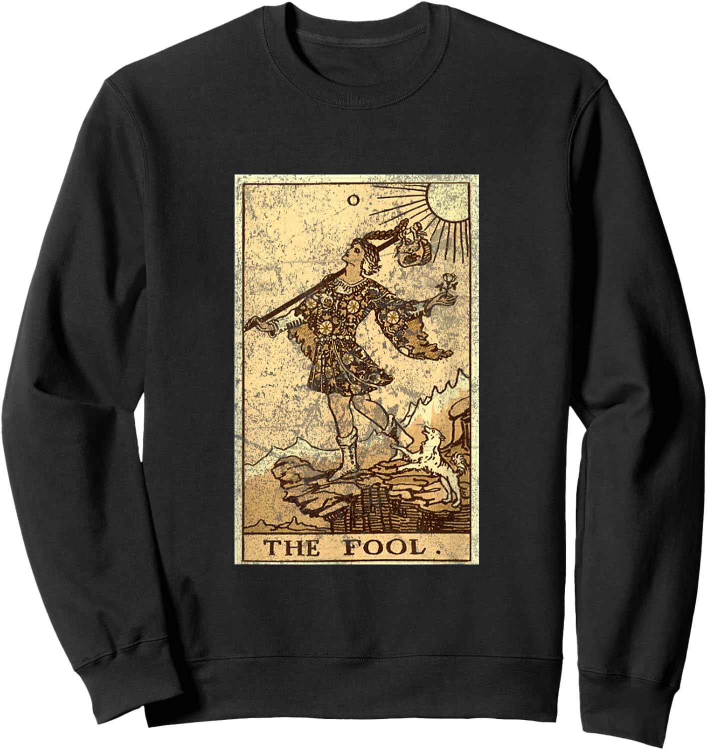 The Cartomancy And Divination Co. Fool Tarot Card Cartomancy Divination - Black, -Adults, Small, Short Sleeve, Classic Fit, Halloween Tarot Sweatshirt - Sweatshirt | Black