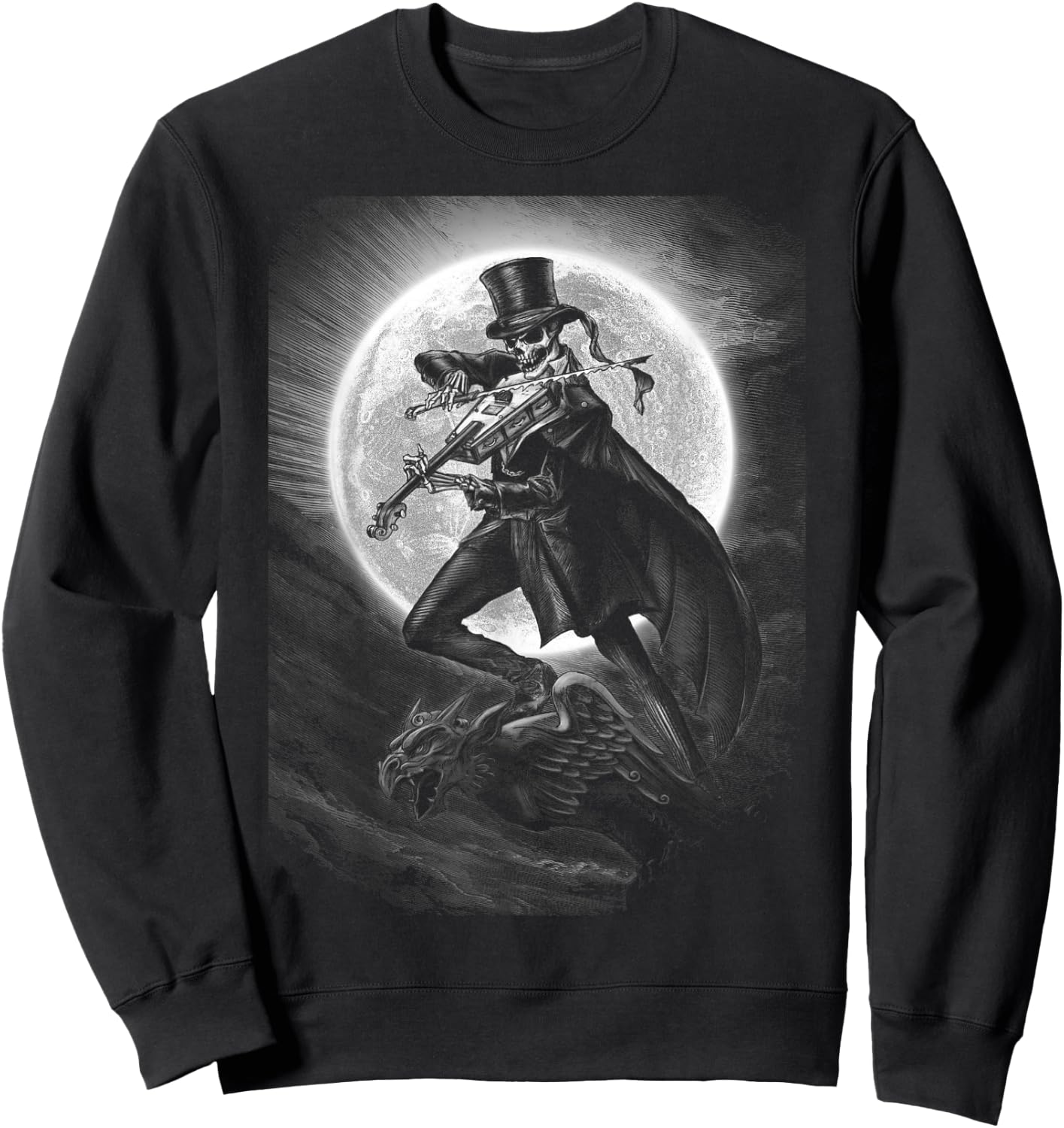 Halloween Skeleton Playing Violin - Rock And Roll Band Sweatshirt - Sweatshirt | Black