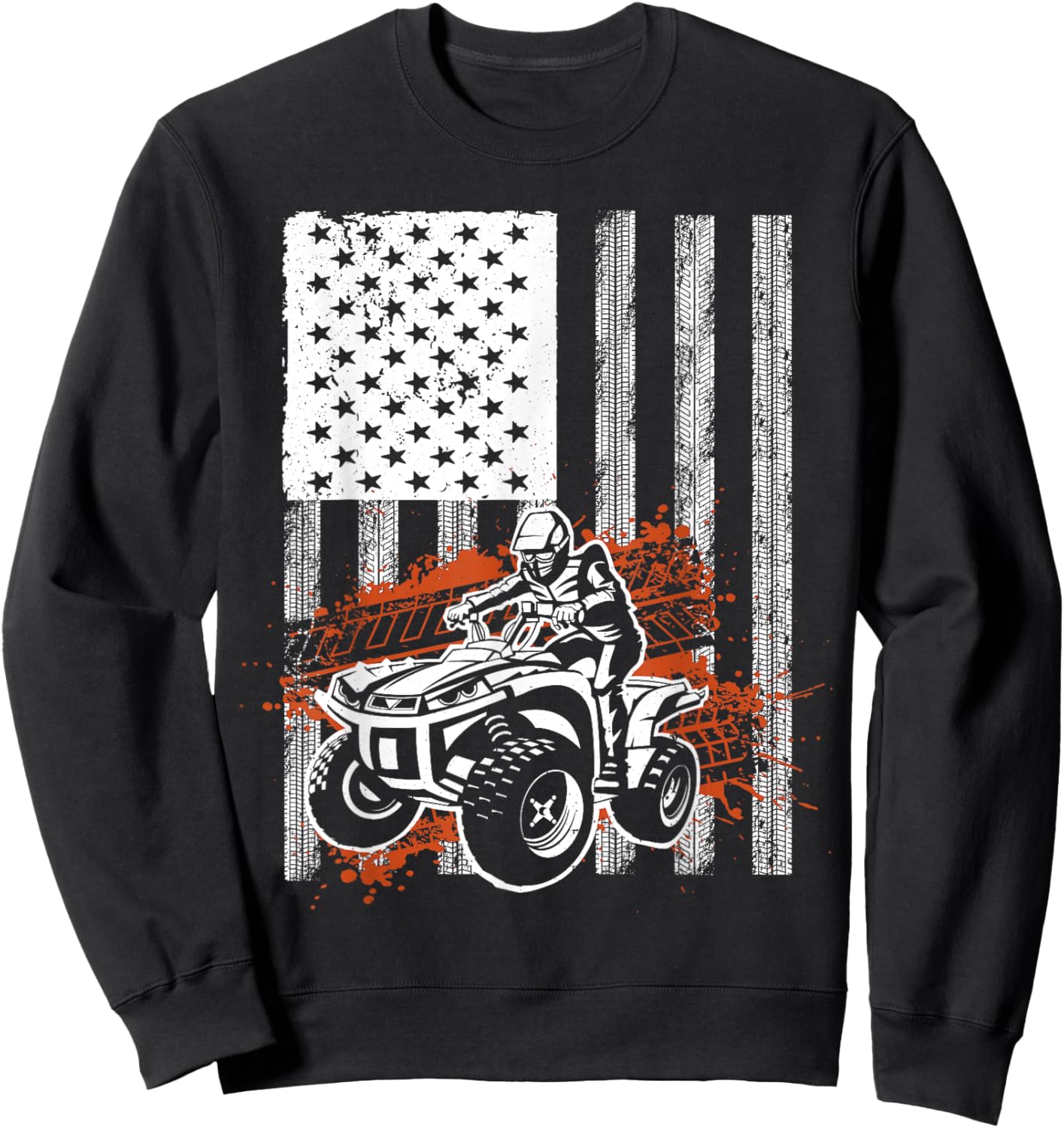 Cool ATV Women Quad Racing Squad USA Flag 4 Wheeler Sweatshirt - Sweatshirt | Black