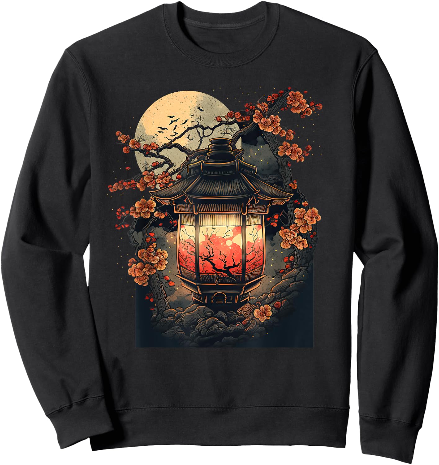 Japanese Pagoda Lantern Japan Art Sakura Blossom Zen Art Sweatshirt - Sweatshirt | Black