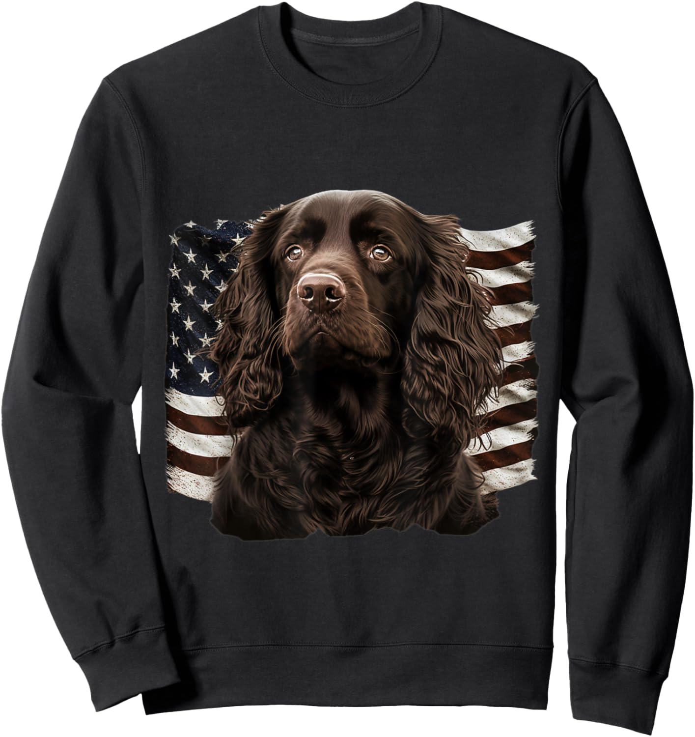 Boykin Spaniel 4th of July - Boykin Spaniel USA Sweatshirt - Sweatshirt | Black
