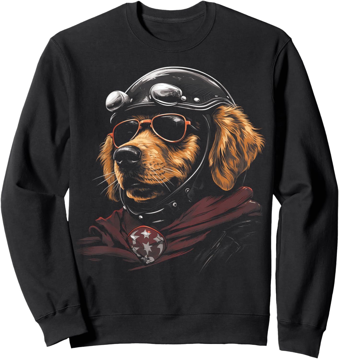 Cool Motorcycle Dad Biker Dog Golden Retriever Dad Rider Sweatshirt - Sweatshirt | Black