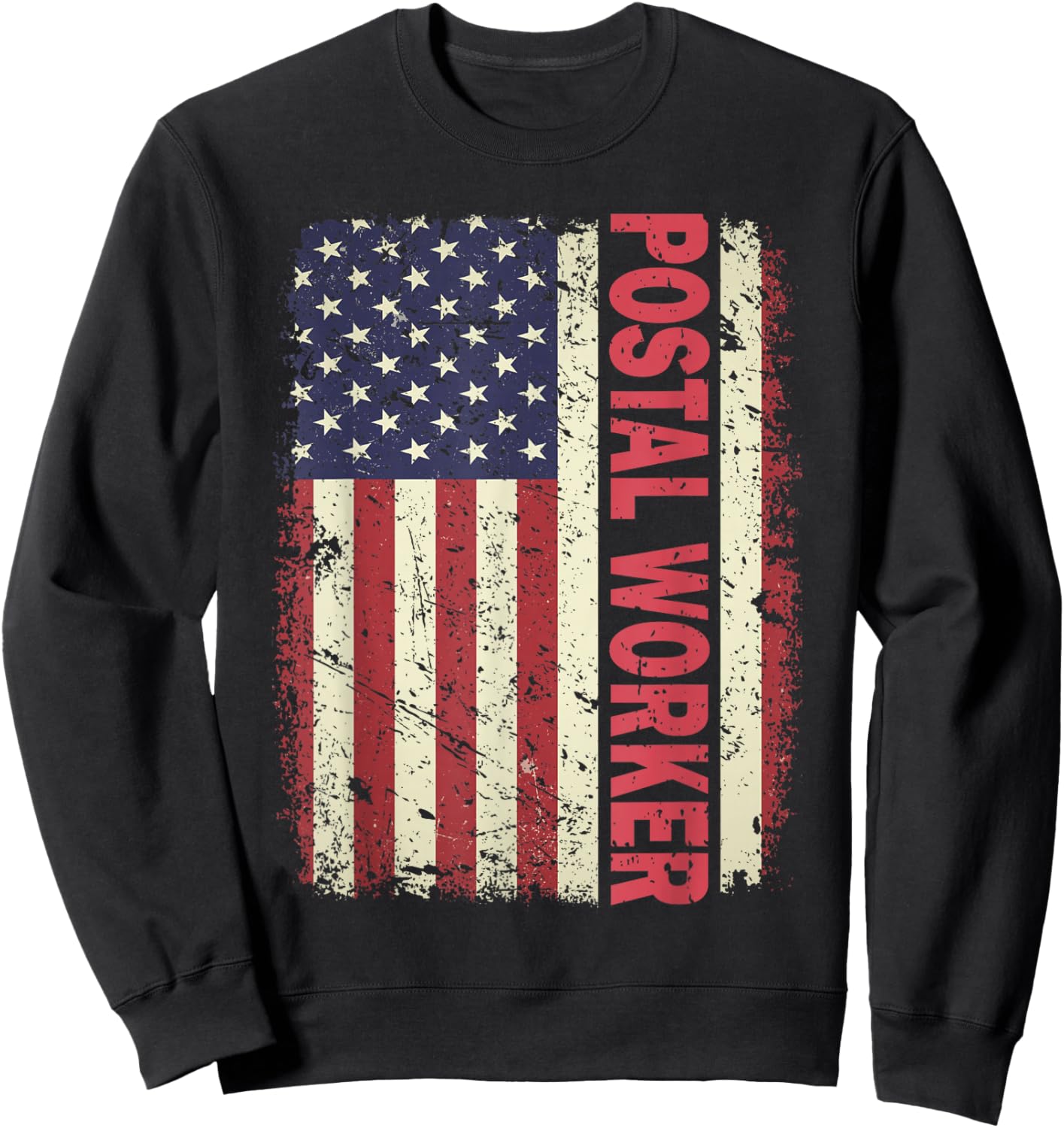 Patriotic Postal Worker Vintage USA American Flag US Postal Sweatshirt - Sweatshirt | Black