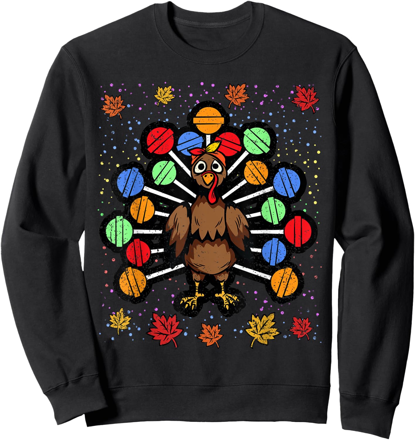 Turkey Lollipop Thanksgiving Day Funny Candy Boys Girls Kids Sweatshirt - Sweatshirt | Black