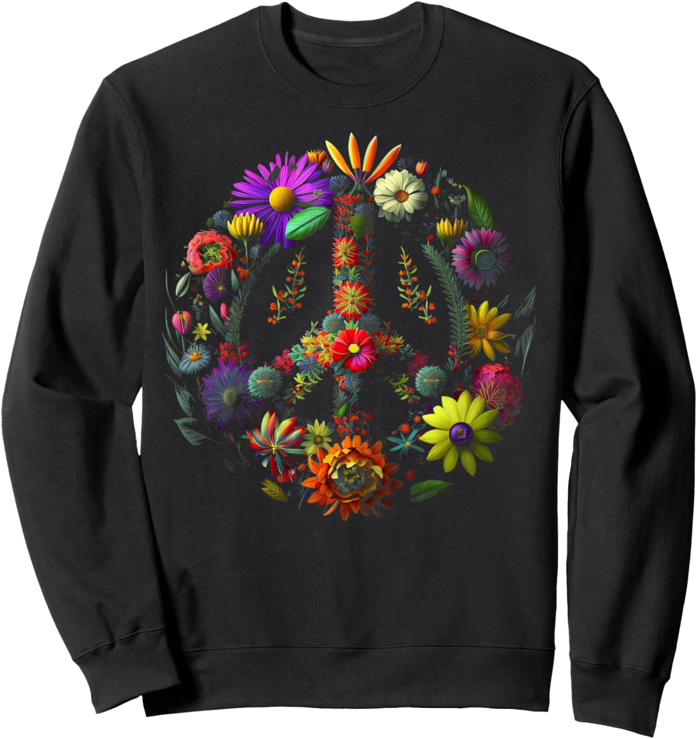 Peace hand tie sign of freedom hippie flower child Sweatshirt - Sweatshirt | Black