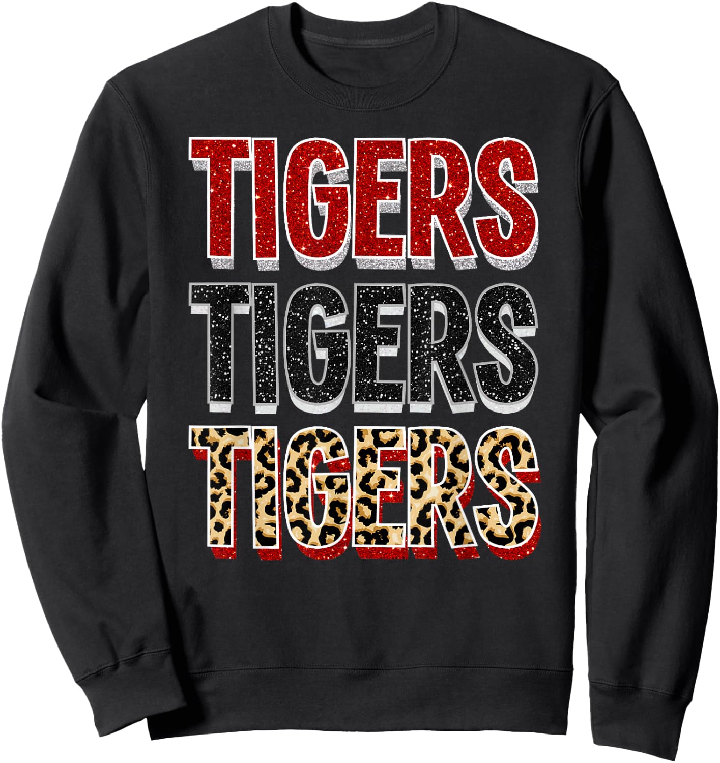 Tigers Repeating School Spirit Red Black Sweatshirt - Sweatshirt | Black