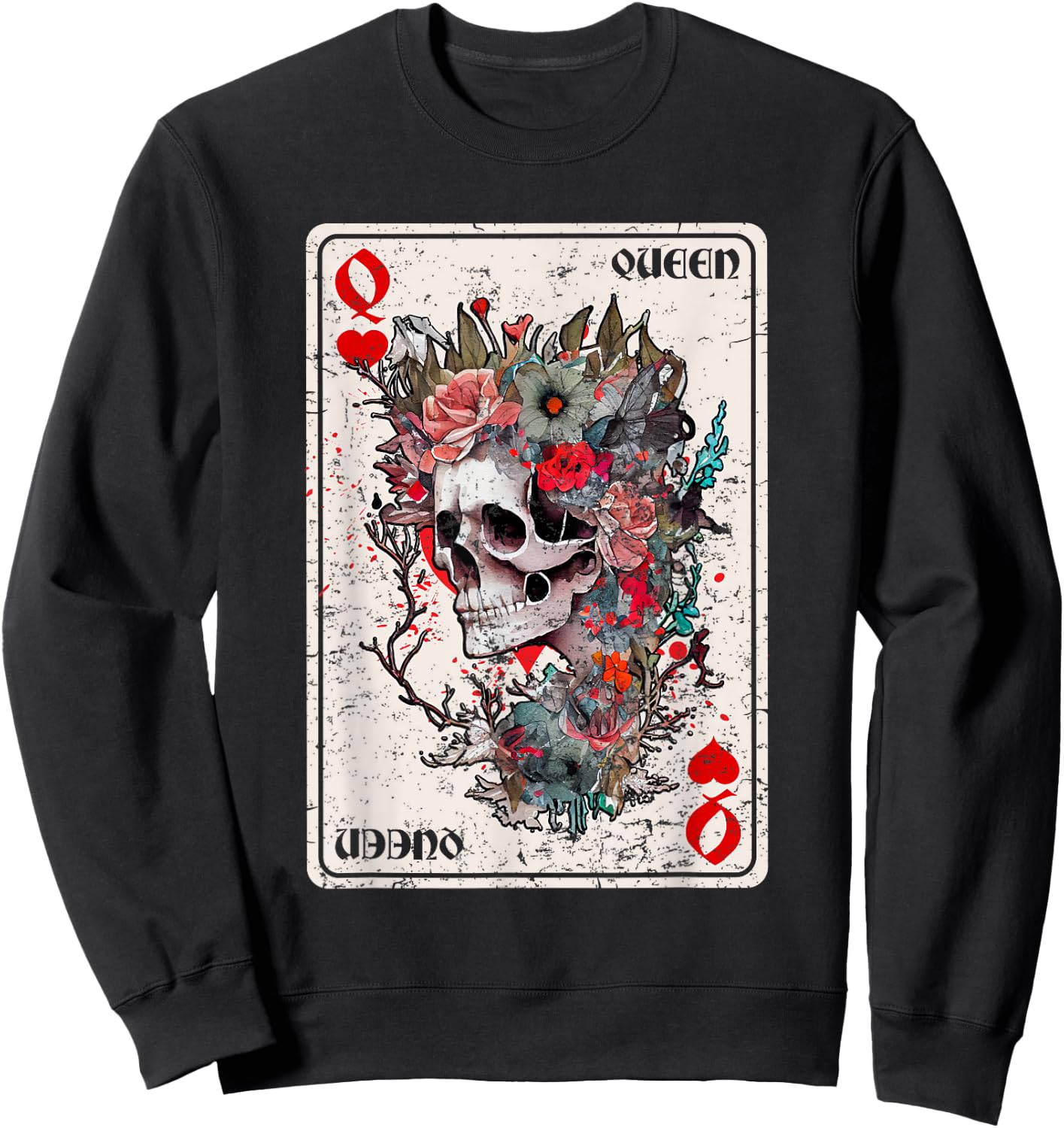 Queen of Hearts Card Game Horror Heart Queen Gothic Sweatshirt - Sweatshirt | Black