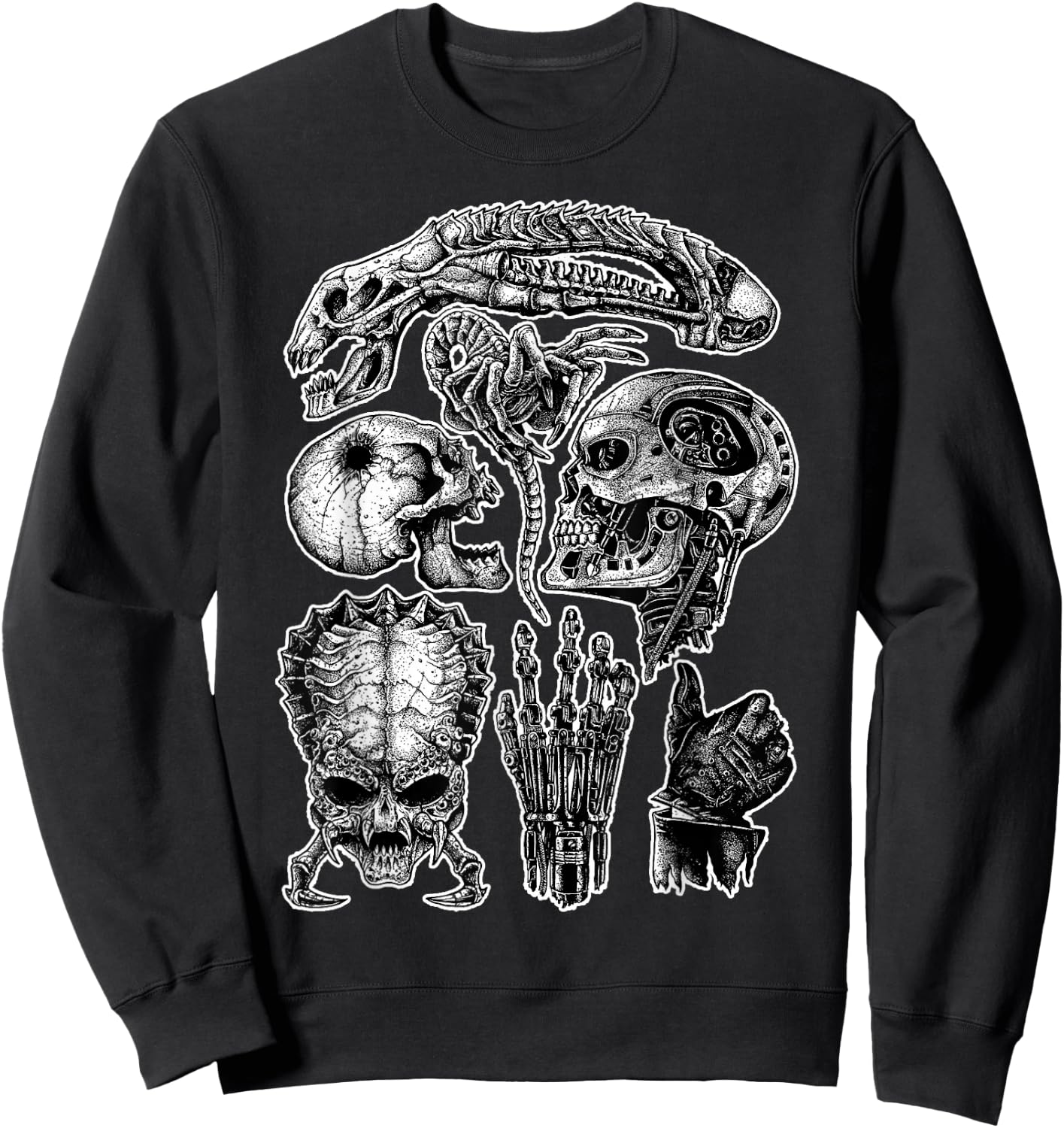 Monster's Skulls Gore Dark Spooky Skulls Horror Halloween Sweatshirt - Sweatshirt | Black