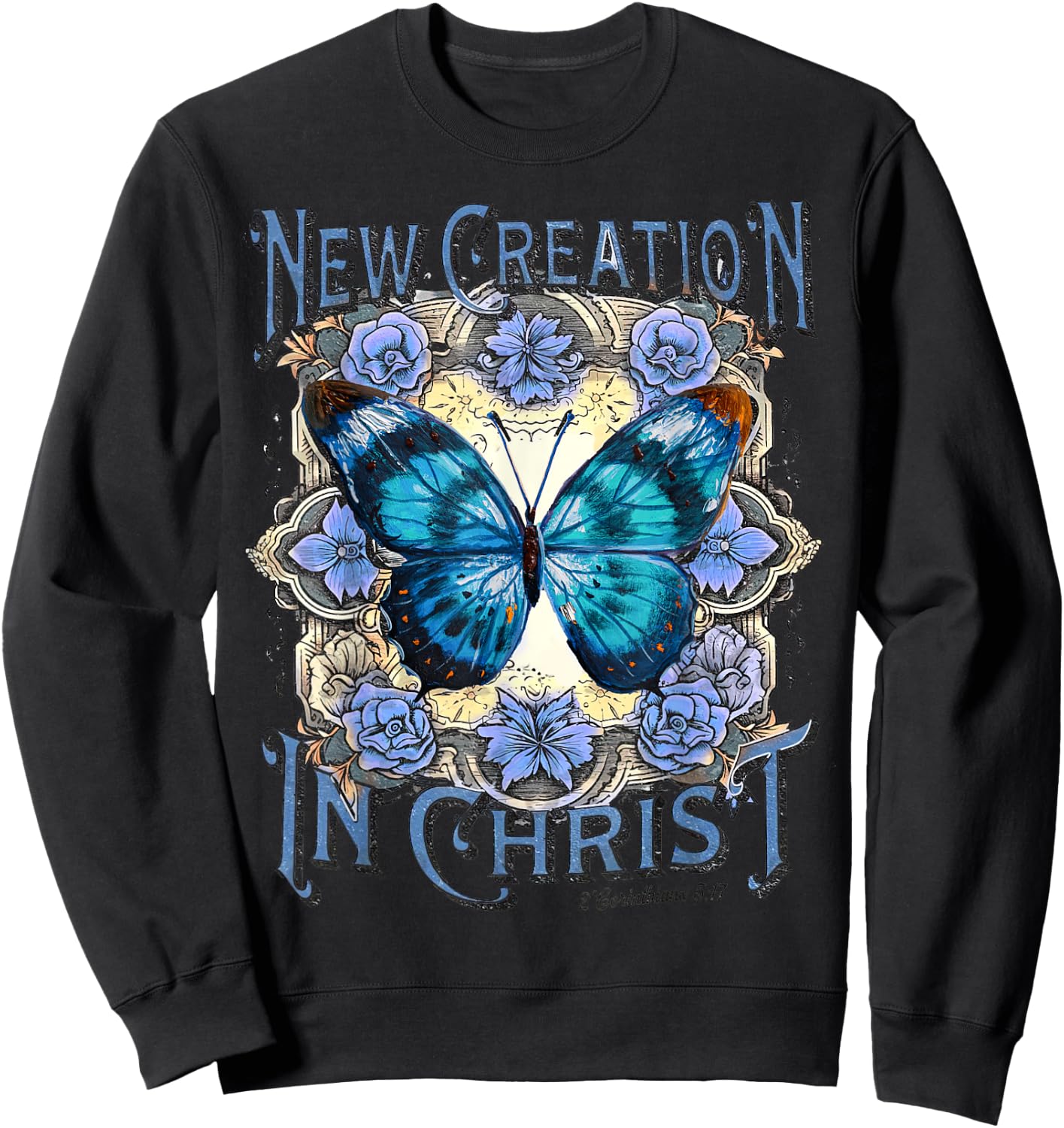 Boho Christian Jesus, Butterfly New Creation In Christ Sweatshirt - Sweatshirt | Black