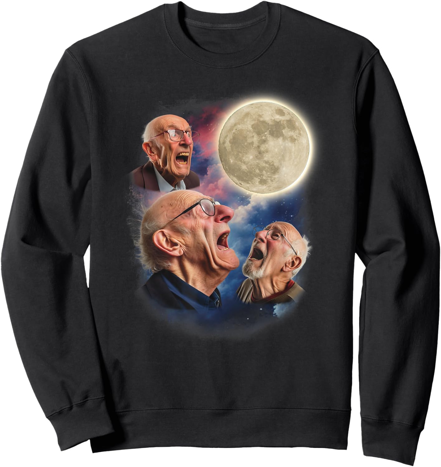 Howling Old Men Cringy Airport Exchange Embarrassing Sweatshirt - Sweatshirt | Black