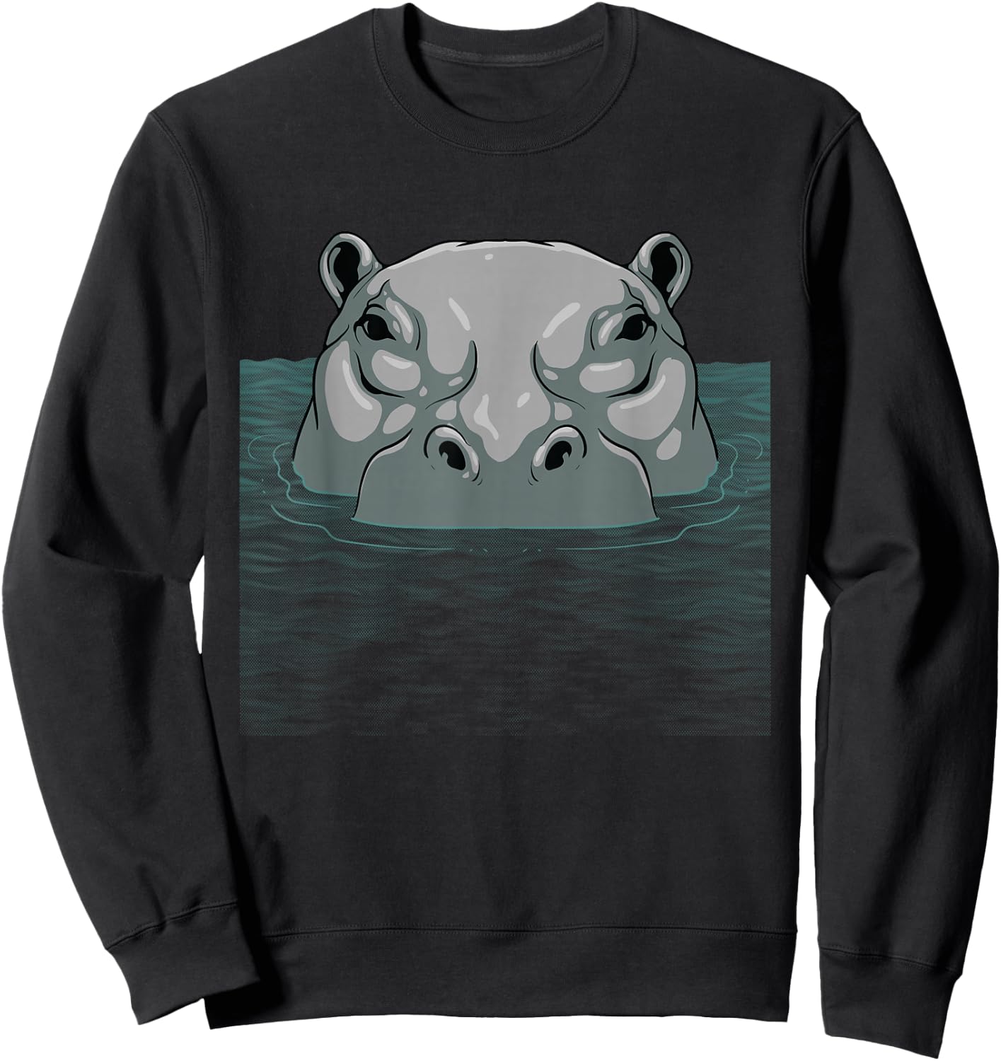 Cool Hippo Women Kids Hippopotamus Lovers Zoo Safari Sweatshirt - Sweatshirt | Black