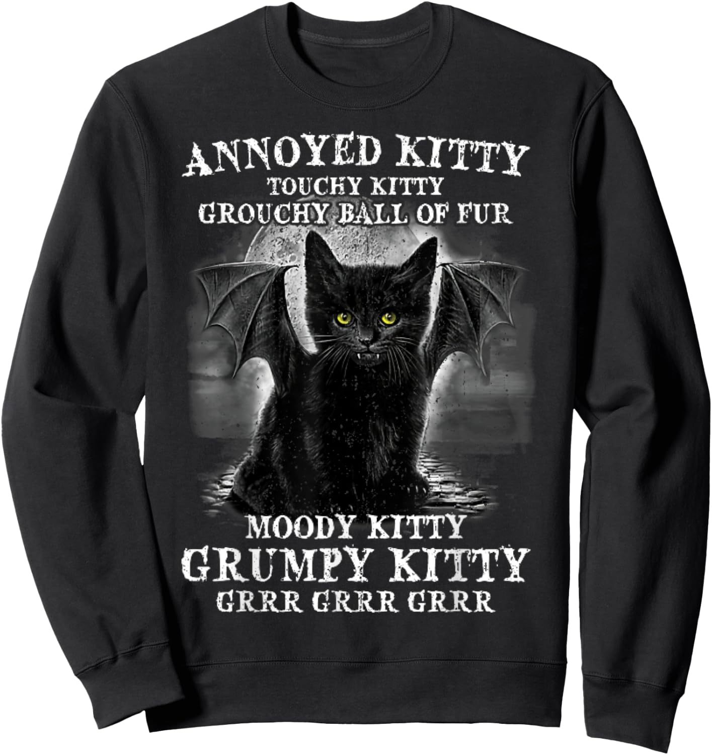 Cat Bat Annoyed Kitty Touchy Kitty Grouchy Ball Of Fur Women Sweatshirt - Sweatshirt | Black