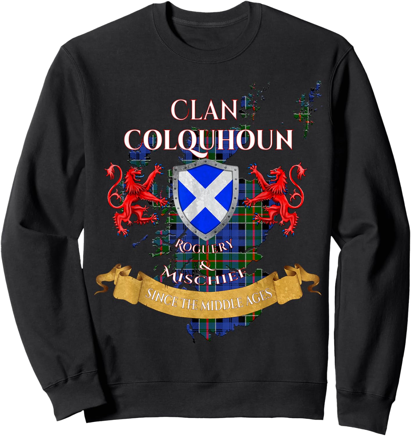 Colquhoun Scottish Family Clan Middle Ages Mischief Sweatshirt - Sweatshirt | Black