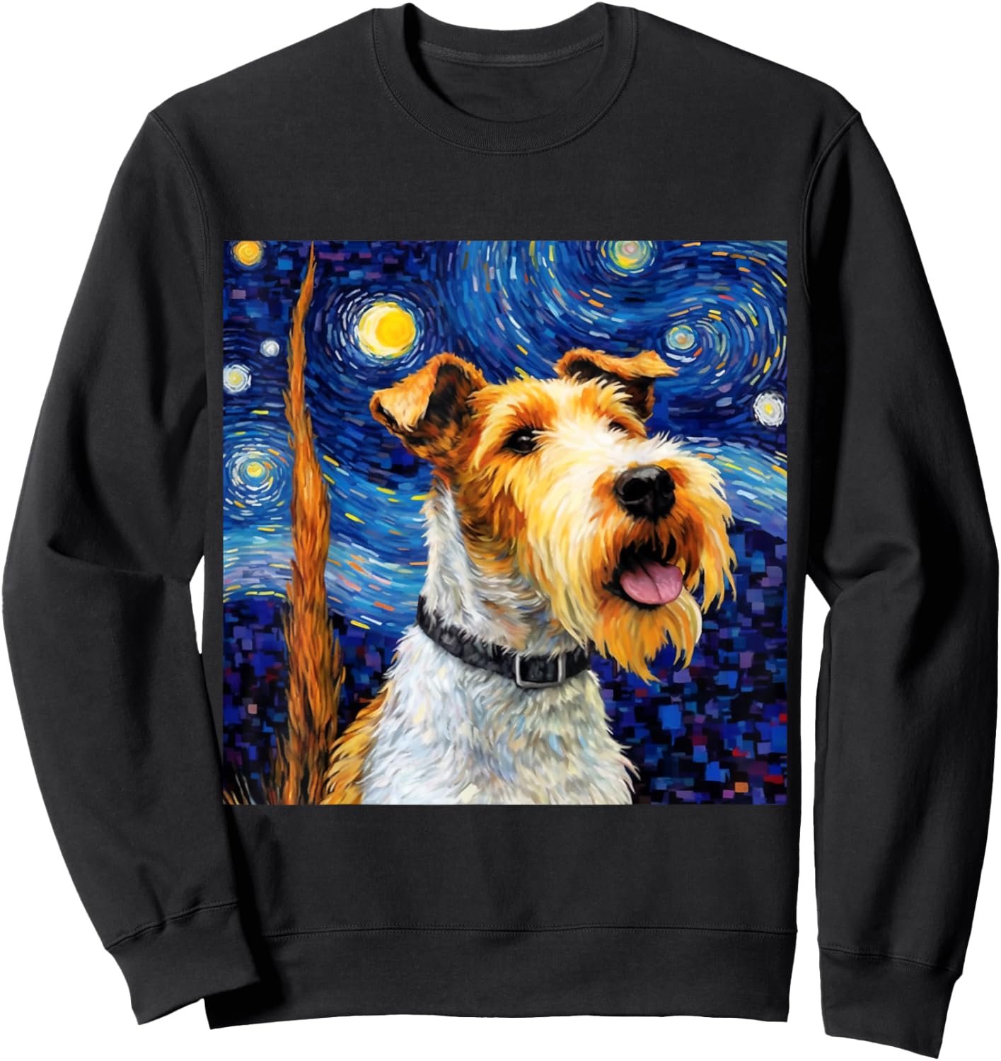 Wire Fox Terrier Starry Night - Wire Fox Terrier Sweatshirt - Sweatshirt | Black